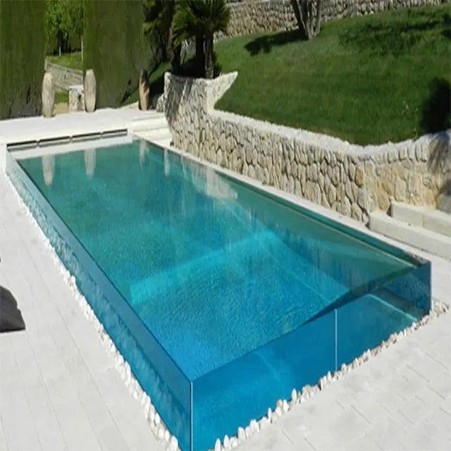 Piscina al aire libre sobre el suelo de tamaño completo los mejores diseños suelo duradero vidrio transparente Panel de piscinas de contenedores de natación sin fin