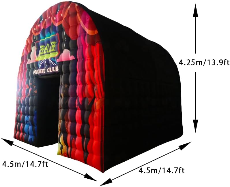 Grande barraca inflável do inkjet preto de 15x15x14ft com fÃ incorporado