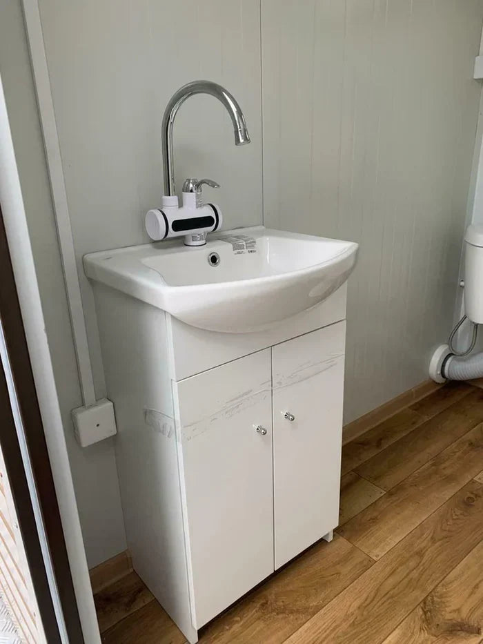 CONTENTOR SANITÁRIO DUPLO COM DEPÓSITO DE RESÍDUOS BRANCO