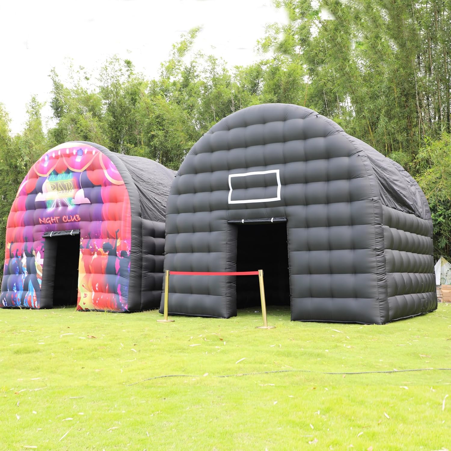 Grande tenda inflável preta (15x15x14ft) inclui uma sala de eventos